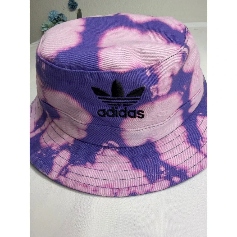 Adidas Originals Purple Tie Dye Bucket Hat Trefoil Logo OSFA Cotton Streetwear